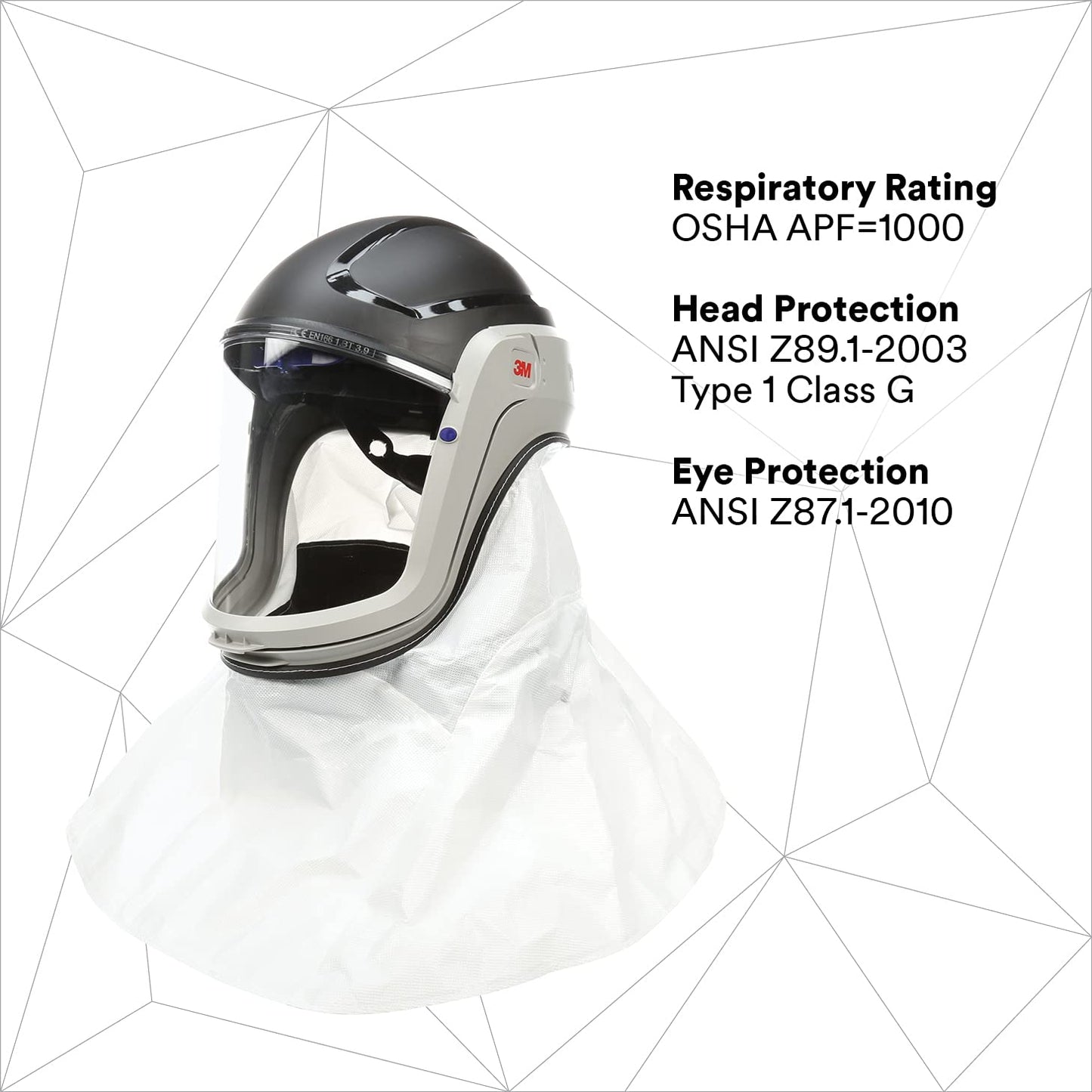 Helmet M-405, For Powered Air Purifying Respirators, Standard Polycarbonate Visor and General Purpose Shroud, 1/Case