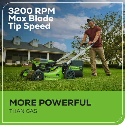 Greenworks 60V 21” Cordless (Self-Propelled) Lawn Mower , 2 x 4.0Ah Batteries and Dual Port Rapid Charger sgtnighsdesigns