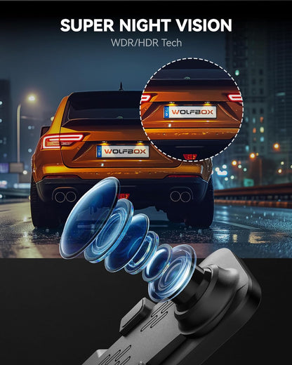 12" 4K Mirror Dash Cam Backup Camera, 2160P Full HD Smart Rearview Mirror for Cars & Trucks, Front and Rear View Dual Cameras, Night Vision, Parking Assistance, Free 32GB Card & GPS