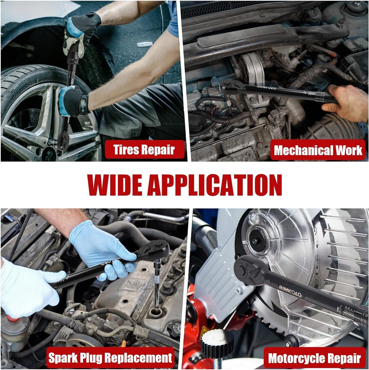 1-Inch Drive Click Torque Wrench, Dual-Scale Adjustable Torque Wrench Set with a Hex Key 200-1000ft.lb / 271-1356.7Nm