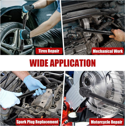 1-Inch Drive Click Torque Wrench, Dual-Scale Adjustable Torque Wrench Set with a Hex Key 200-1000ft.lb / 271-1356.7Nm