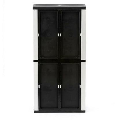 HDX Gray Plastic Freestanding Garage Cabinet, 35′′W x 71′′H x 18′′D, with Adjustable Shelves and Lockable Doors