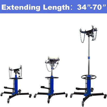 1660 Pounds Hydraulic Car Transmission Jack Vertical Lift with 360 Swivel Wheel Pedal ,Blue,33"-70"(0.75Ton)