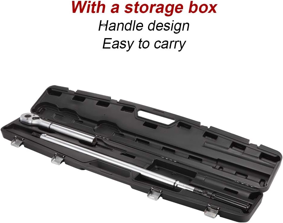 1-Inch Drive Click Torque Wrench, Dual-Scale Adjustable Torque Wrench Set with a Hex Key 200-1000ft.lb / 271-1356.7Nm