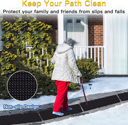Juilsioa 5ft x 20in Snow Melting Mats, Anti-Slip Heated Outdoor Mat with Power Cord, Ideal for Snowy Paths to Hot Tubs