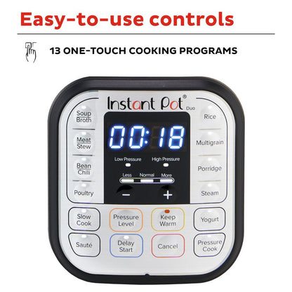Instant Pot Duo 6 Qt Electric Pressure Cooker 7 In 1 with Easy Release Steam Switch