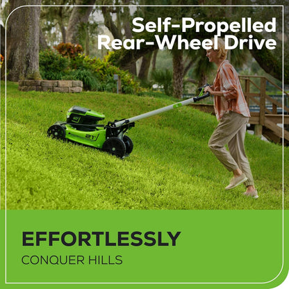 Greenworks 60V 21” Cordless (Self-Propelled) Lawn Mower , 2 x 4.0Ah Batteries and Dual Port Rapid Charger sgtnighsdesigns