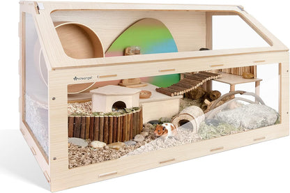 Hamster Cage W/Oblique Opening Cage Door - MDF Aspen Small Animal Cage for Syrian Hamsters Degus or Other Similar-Sized Pets (Medium - 40.7 x 22.7 x 22.9 inches, Burlywood)