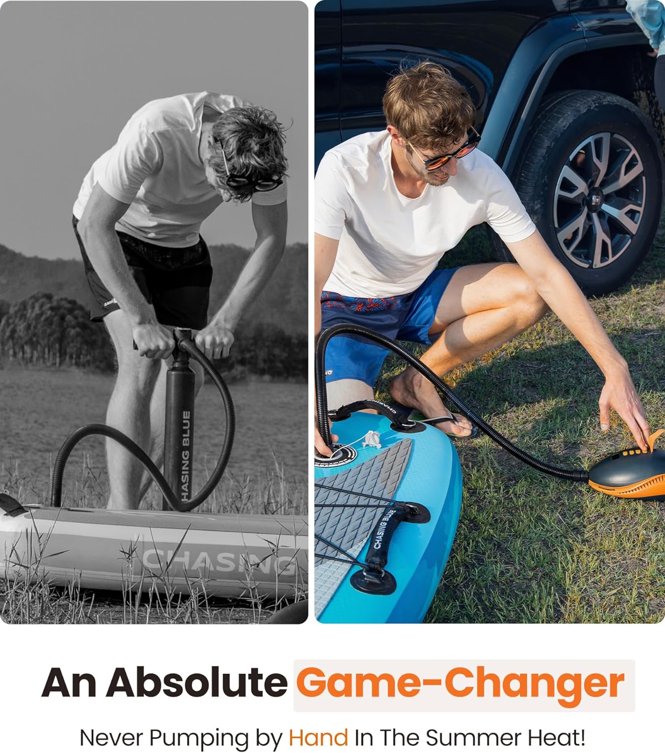 High Pressure Paddle Board Pump Electric Dolphin -Quick Portable SUP Air Pump,Auto-Off &12V DC Car Connector Electric Pump for Inflatable Stand up Paddle Boards,Boats,Inflators