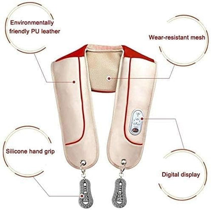 Heated neck massager, acupressure neck and shoulder massager pillow, portable electric back massager