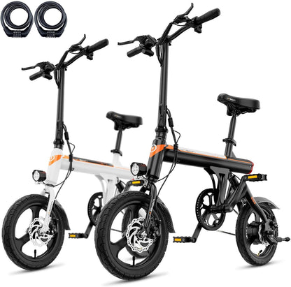Jasion EB3 Electric Bike Adults 21mph, 500W Peak Motor, 270Wh Battery, Rear Suspension, 3 Levels Assist, 14′′ Folding Ebike for Adults and Teens, Complies to UL2849