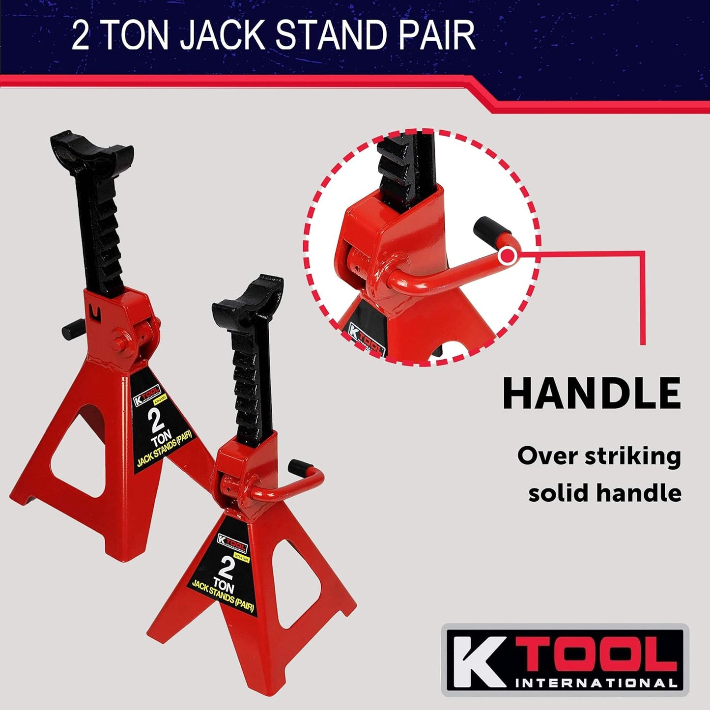 HD61222 22 Ton Automotive Jack Stands for Garages, Repair Shops, and DIY, Pin Style, V Shaped Saddle, Heavy Duty Steel Frame, Adjustable Height 11.825"- 19.725", Black/Blue, Pair