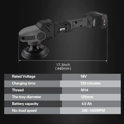 18V Cordless Car Polisher, 15mm Orbit 2000-4800 OPM Portable Buffer Polisher with 7 Variable Speed 2Pcs 4.0Ah Battery, 6 Sponge Pads,2 Wool Pad, Tool Bag for Car Polishing, Waxing
