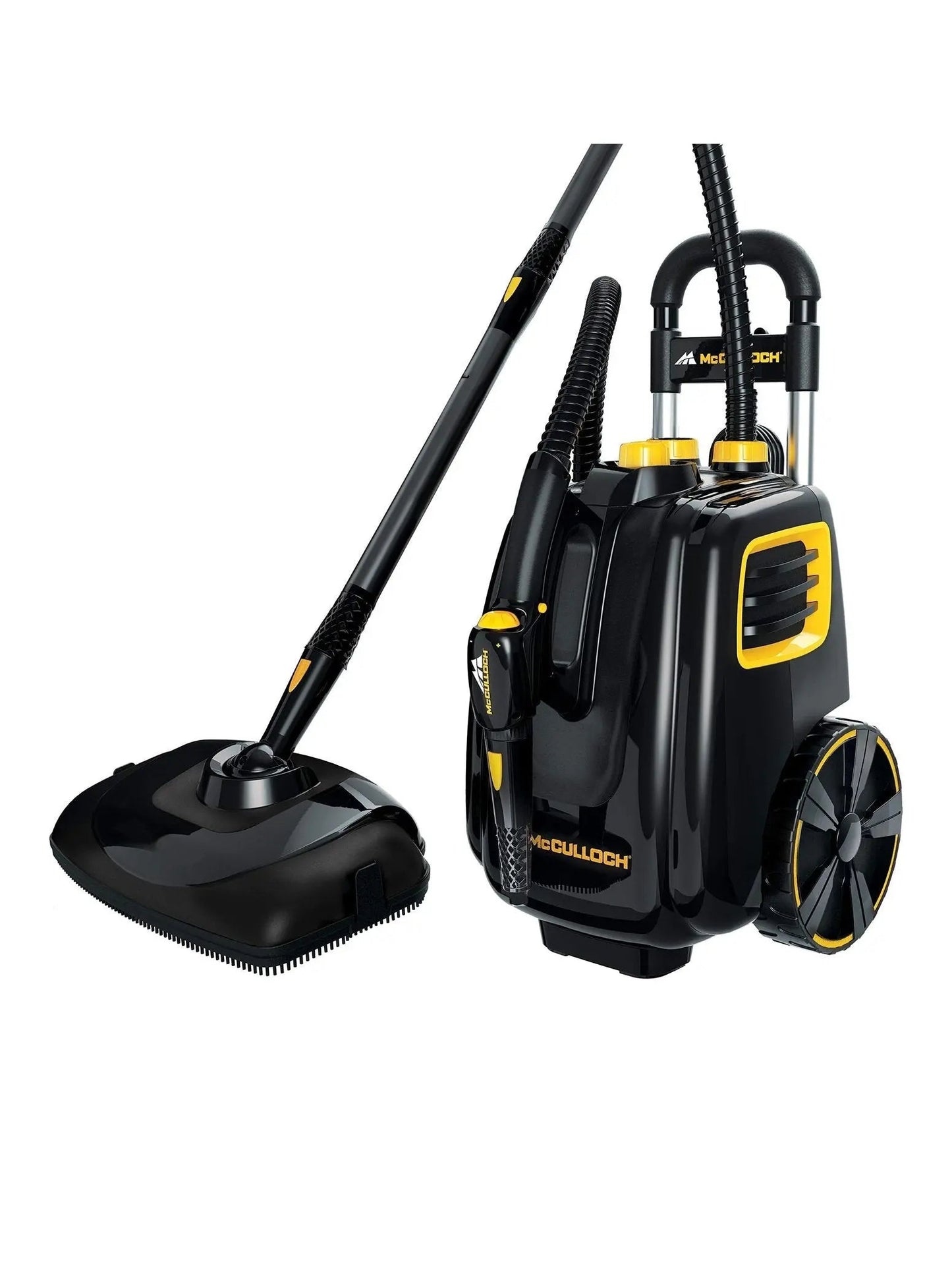 McCulloch MC1375 Canister Steam Cleaner with 20 Accessories, Extra Long Power Cord, Chemical Free Cleaning for Most Floors, Counters, Appliances, Windows, Autos, and More, 1 (Pack), Black